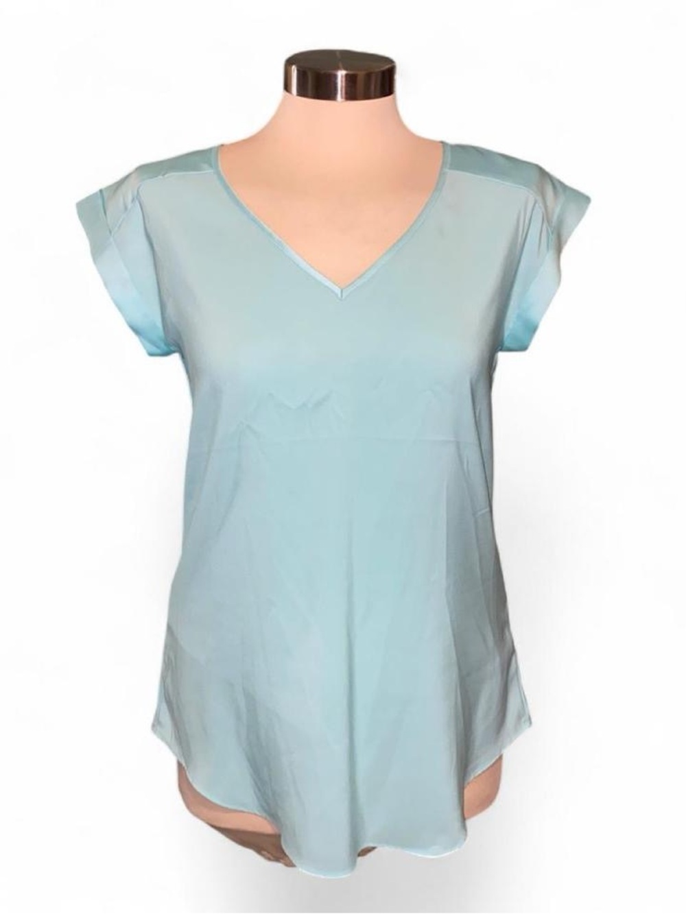 Express Teal V-Neck Cap Sleeve Blouse
